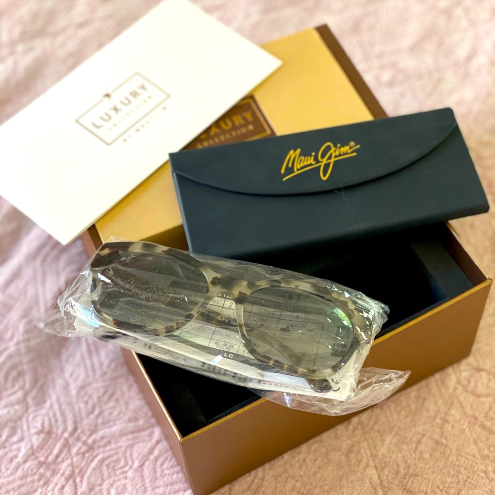 Maui Jim monstera leaf 24k white gold Sunglasses